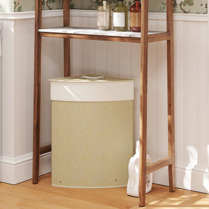 55L Laundry Hamper with Removable Washable Liner Bag, Nature Wood Finish