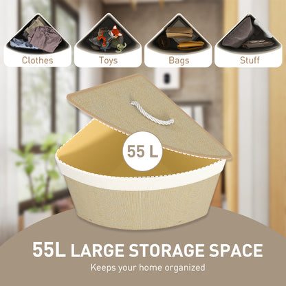 55L Laundry Hamper with Removable Washable Liner Bag, Nature Wood Finish