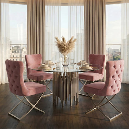 Wexler Dining Chair  Blush Pink -Silver Base