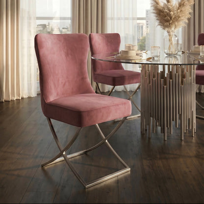 Wexler Dining Chair  Blush Pink -Silver Base