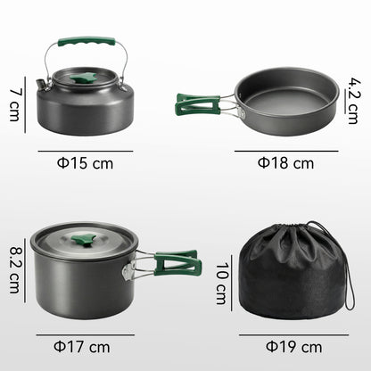 Camping Cookware Set for 2-3 People, Camping Cooking Kit, Grey