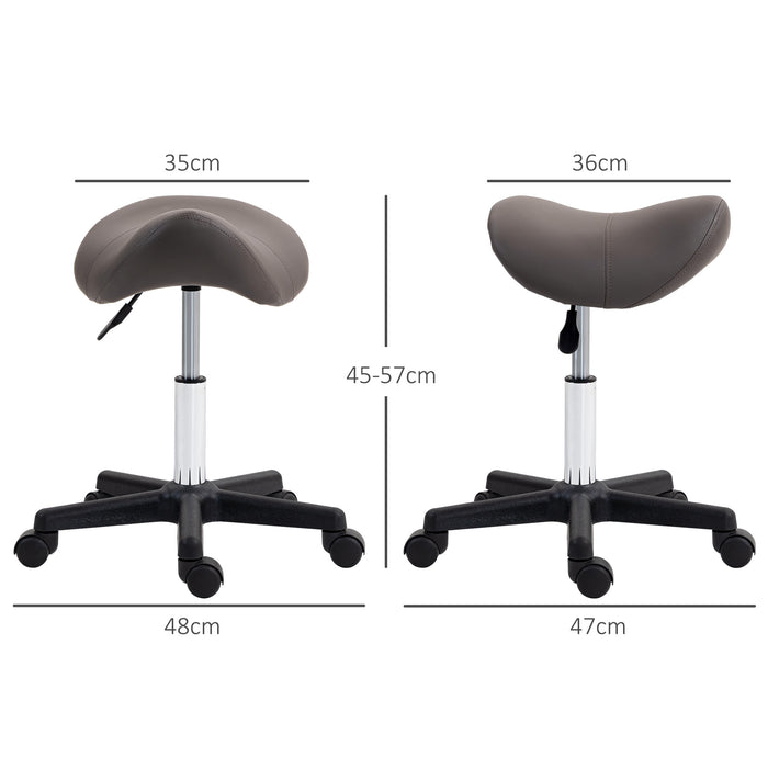 Saddle Stool Adjustable Rolling Salon Chair for Massage Spa Beauty Grey