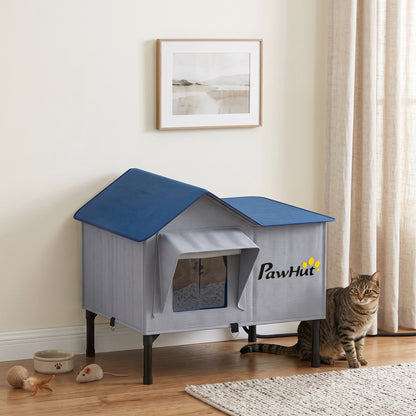 Heated Cat House Weatherproof Cat House for Outside with Heating Pad