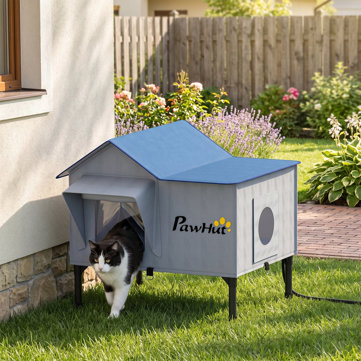 Heated Cat House Weatherproof Cat House for Outside with Heating Pad