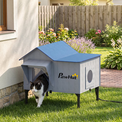 Heated Cat House Weatherproof Cat House for Outside with Heating Pad