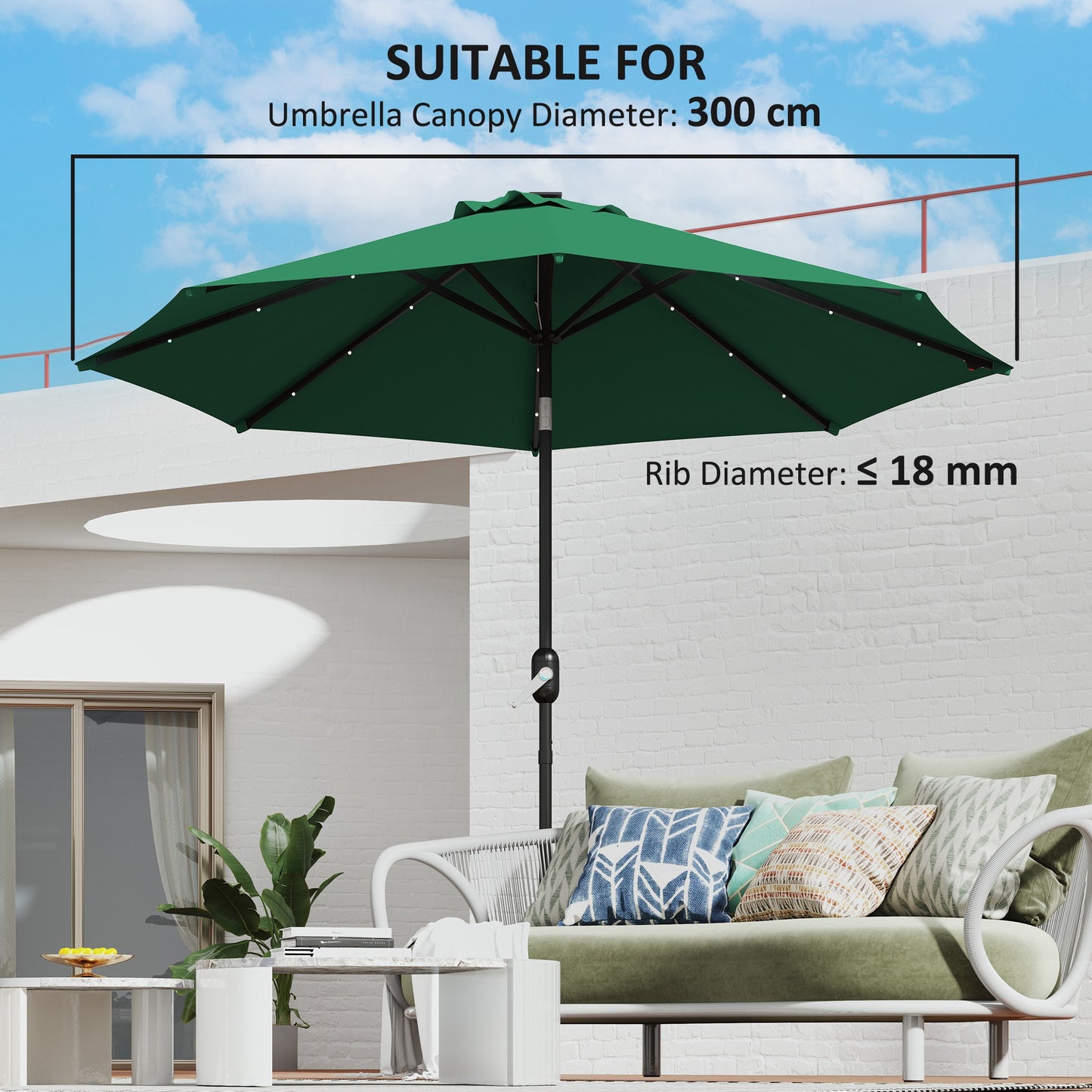 UPF 50+ Replacement Parasol Canopy Parasol Cover Replacement, Green