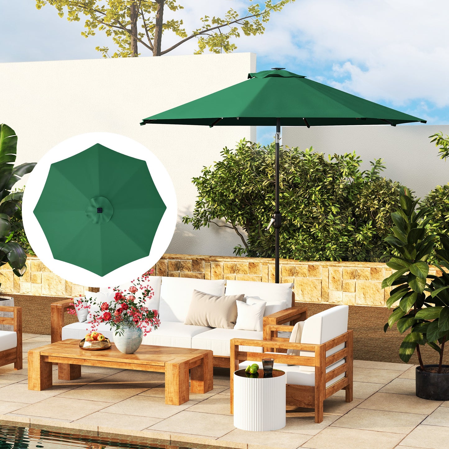 UPF 50+ Replacement Parasol Canopy Parasol Cover Replacement, Green
