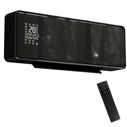 2000W Ceramic Electric Heater with Fan, Wall Mounted, Black