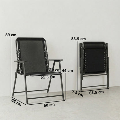 Folding Garden Chairs, Outdoor Chairs Set of 4, Black