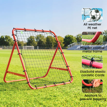 Rebounder Net Adults Football Training Aid Adjustable Red