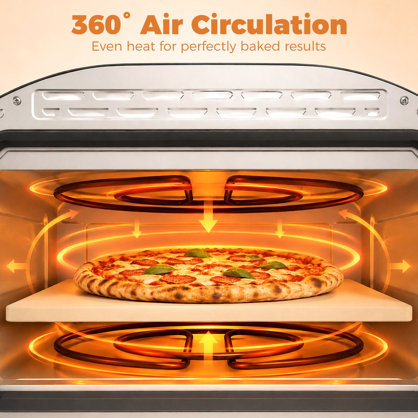 12 Inch Electric Countertop Pizza Maker with 3 Knob Control, 2200W