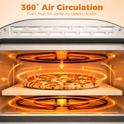 12 Inch Electric Countertop Pizza Maker with 3 Knob Control, 2200W