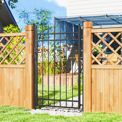 Galvanised Steel Garden Fence Gate Security Barrier with Lock, Keys