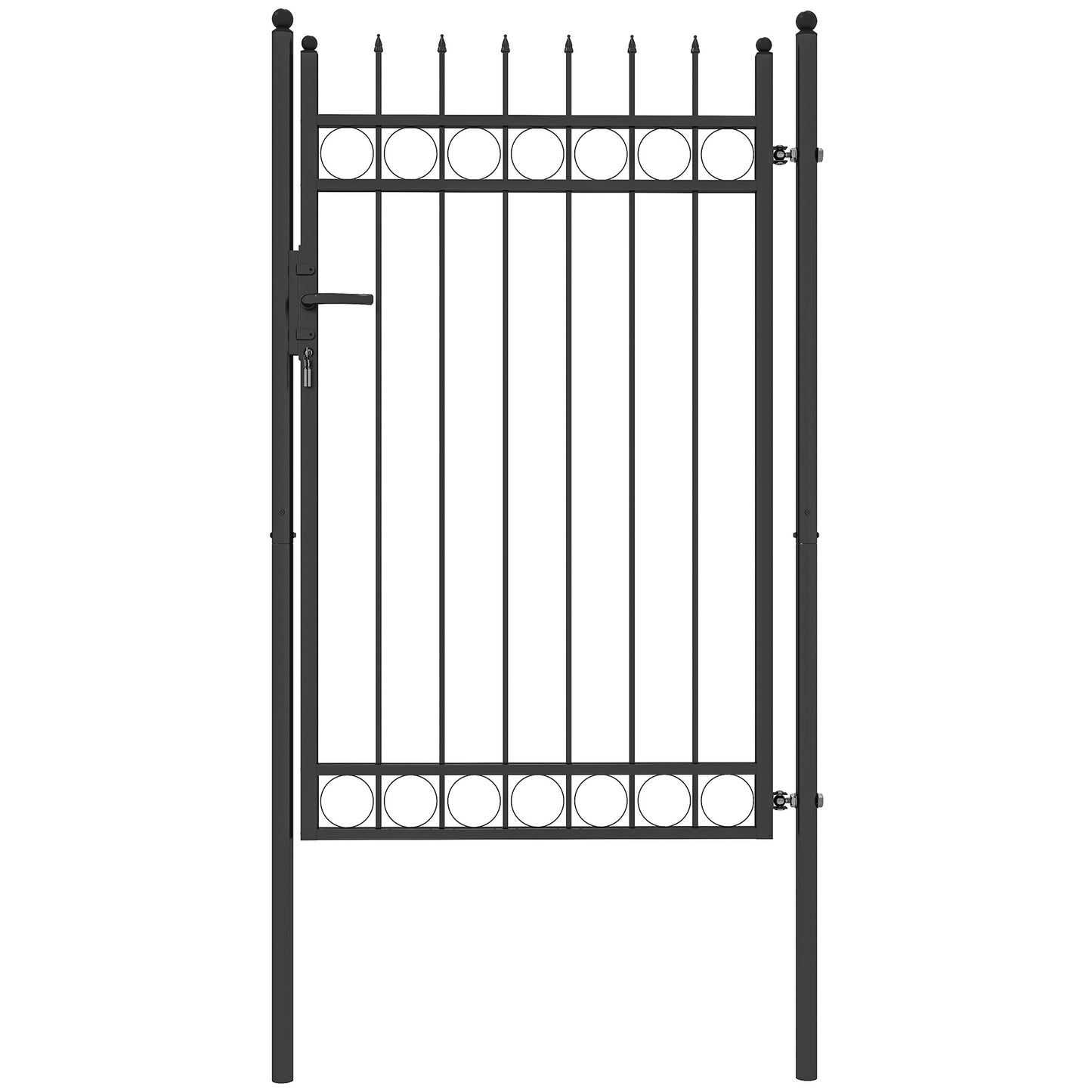 Galvanised Steel Garden Fence Gate Security Barrier with Lock, Keys