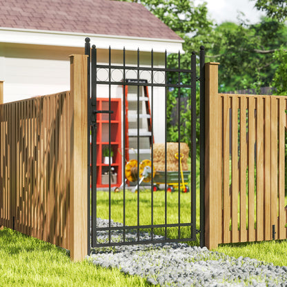 Galvanised Steel Garden Fence Gate Security Barrier with Lock, Keys