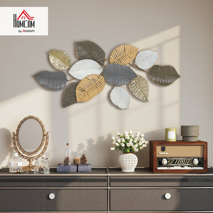 Modern Wall Art with Leaf Design, Metal Hanging Decoration