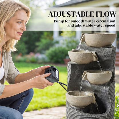 5 Tier Garden Water Feature, Outdoor Water Fountain with LED Lights