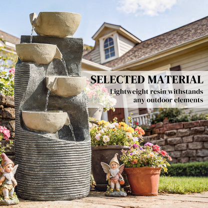 5 Tier Garden Water Feature, Outdoor Water Fountain with LED Lights