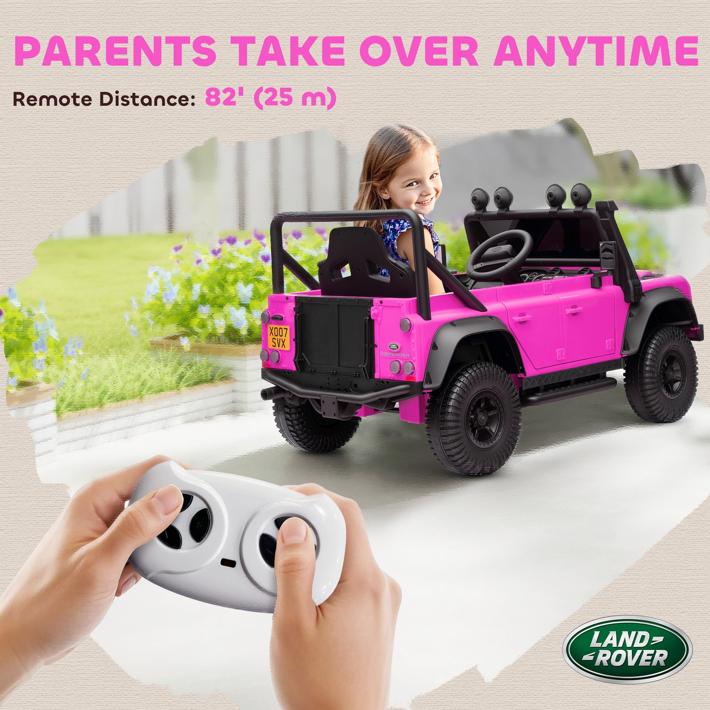 Kids Ride On Car, 12V Battery-Powered Electric Car with Remote Pink