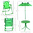 Kids Folding Picnic Table and Chair Set Frog Pattern with Removable & Height Adjustable Sun Umbrella, Green