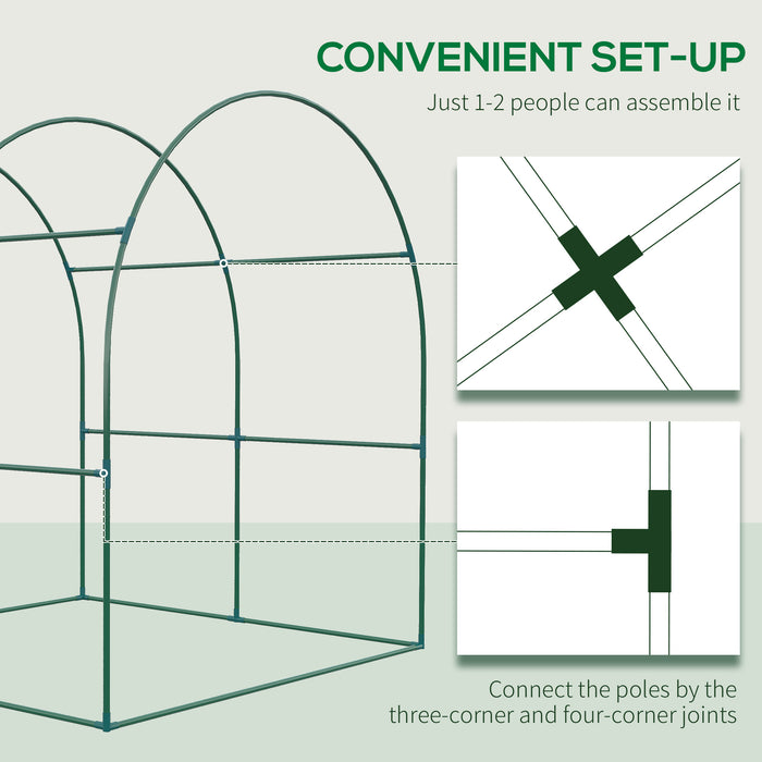 Walk in Polytunnel Greenhouse, Green House for Garden with Roll-up Window and Door, 1.8 x 1.8 x 2 m, Green