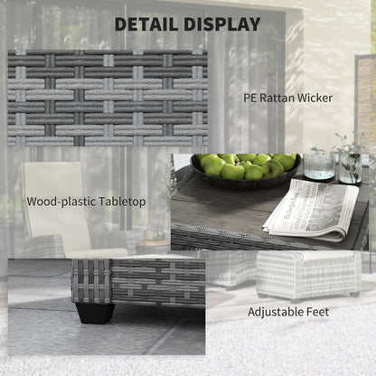 5 PCs Rattan Garden Furniture Set with Reclining Chairs, Grey