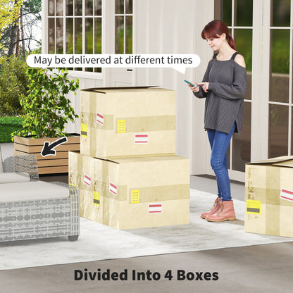 5 PCs Rattan Garden Furniture Set with Reclining Chairs, Grey