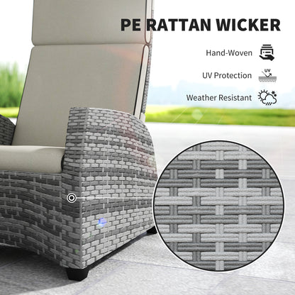 5 PCs Rattan Garden Furniture Set with Reclining Chairs, Grey