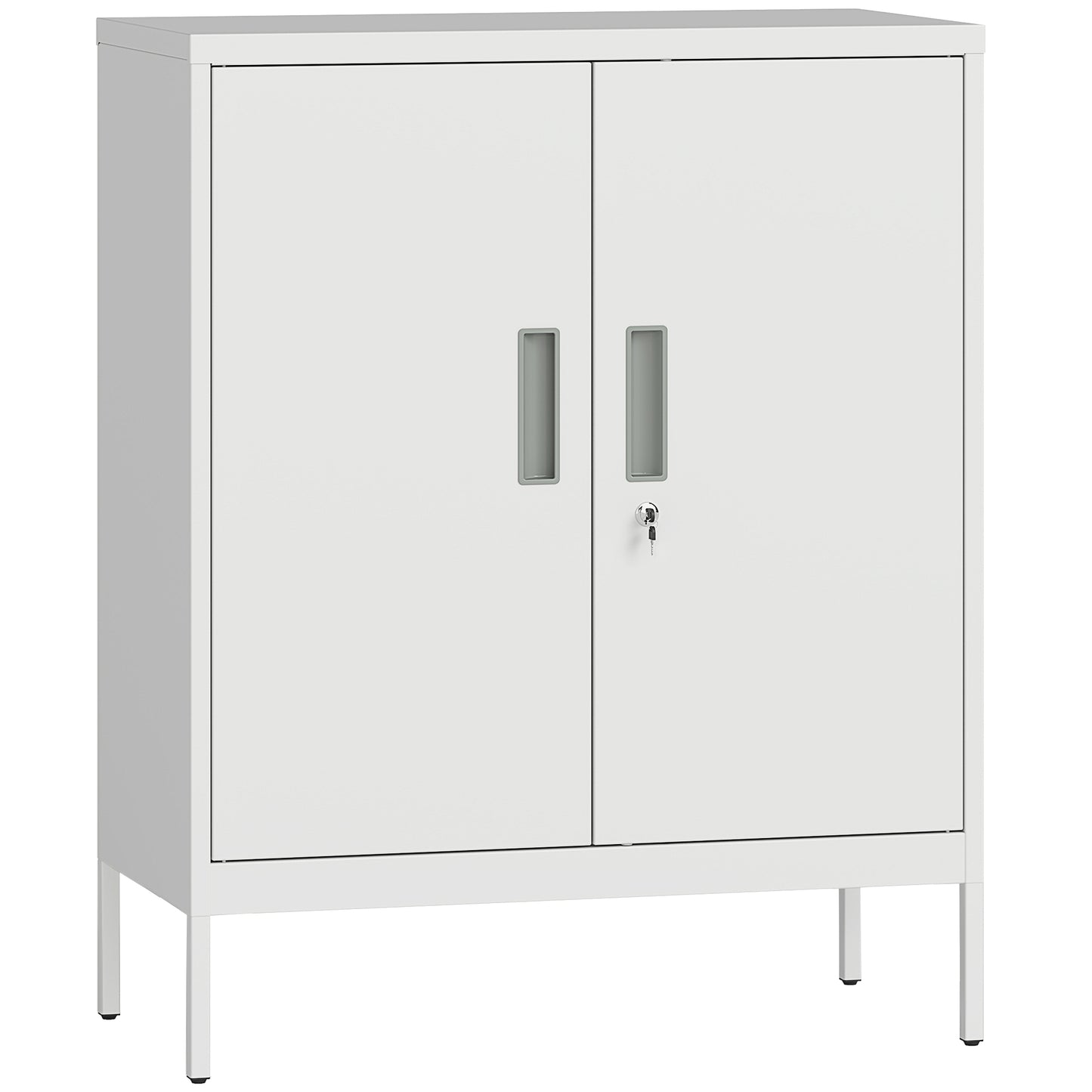 Metal Storage Cabinet with Lock for Home Office, Garage, Study, White