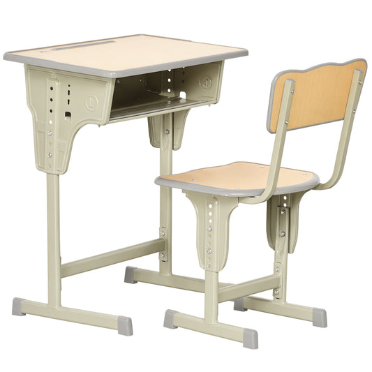 Height Adjustable Kids Desk and Chair Set for 6-12 Years, Grey