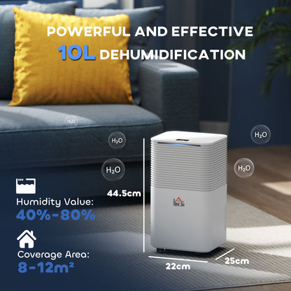 10L/Day Portable Quiet Dehumidifier for Home, Electric Air De-Humidifier