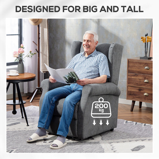 Power Lift Chair, Fabric Recliner Armchair w/ Remote Charcoal Grey
