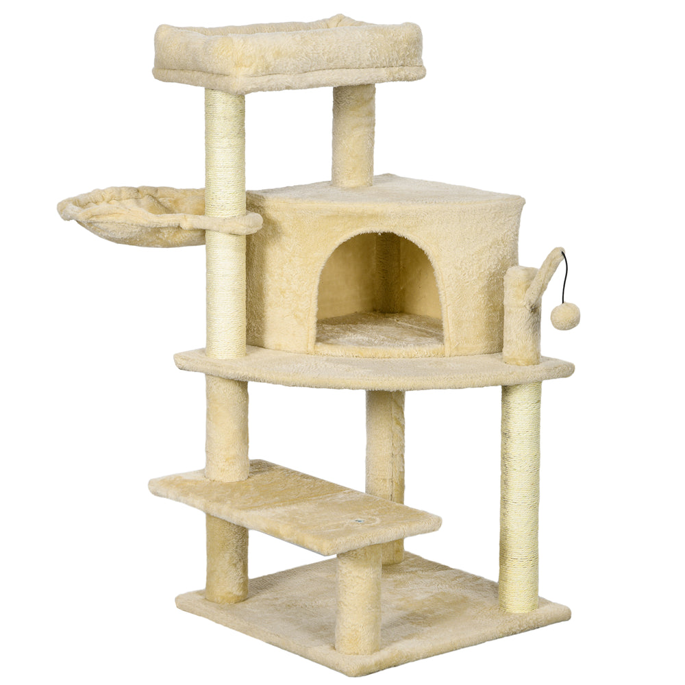 Sisal 100cm Cat Tree Tower with Sisal Scratching Post Cream White