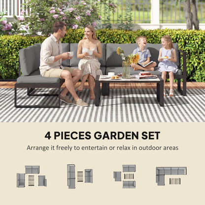 Garden Sofa Set with 2 Loveseats, Armless Chair, Coffee Table