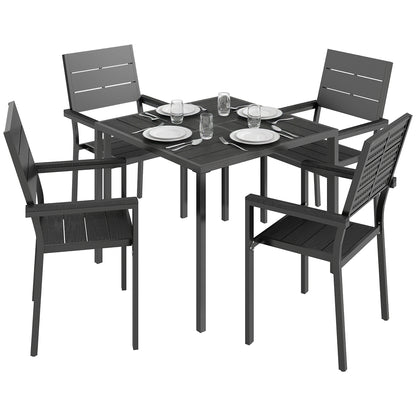 5 Pieces Garden Dining Set, Outdoor Furniture with HDPE Table