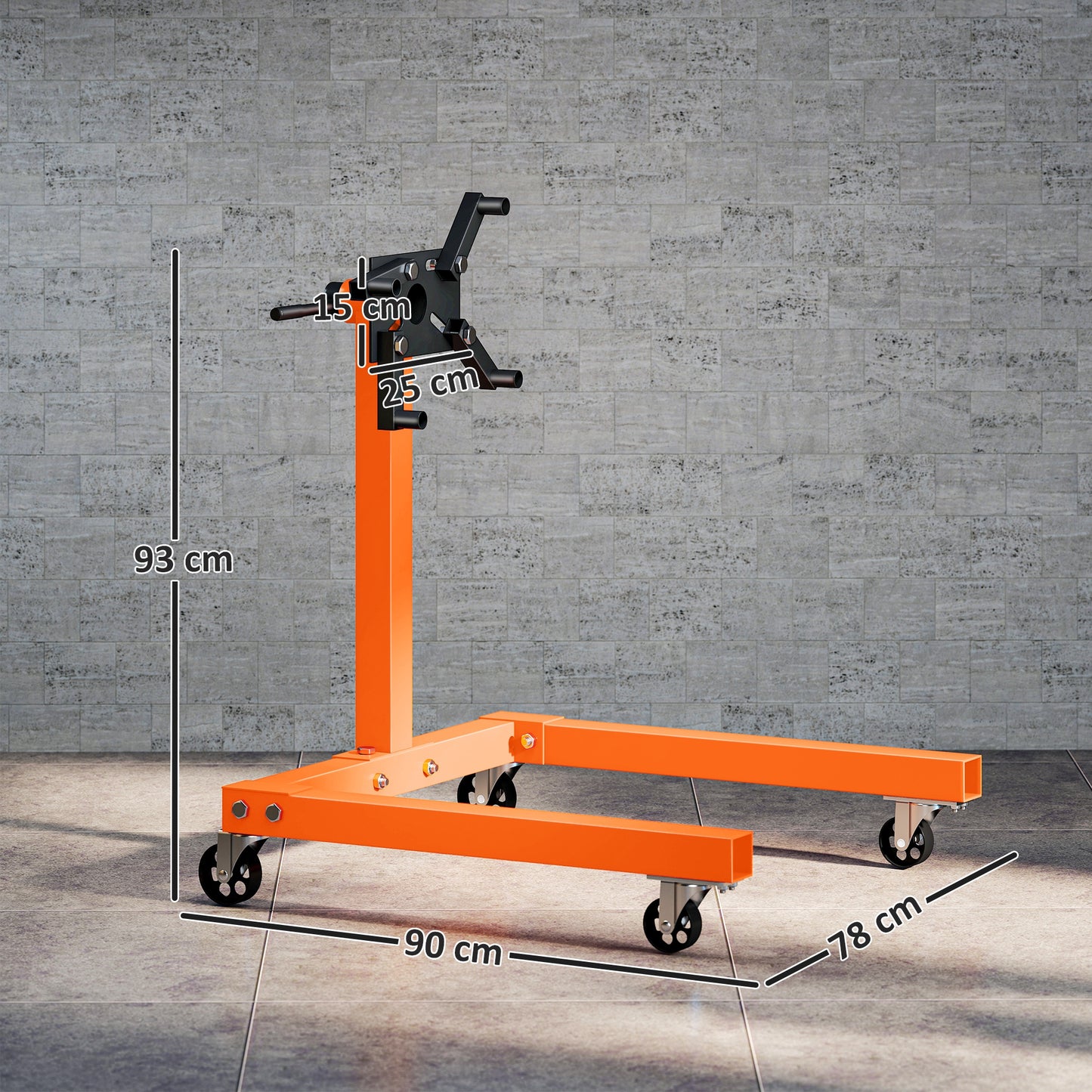 570 kg Rotating Engine Stand with Adjustable Head, Orange