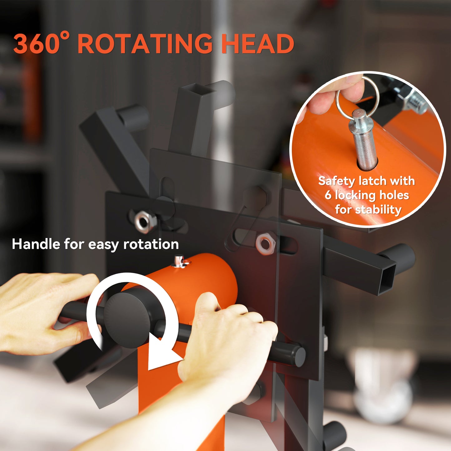 570 kg Rotating Engine Stand with Adjustable Head, Orange