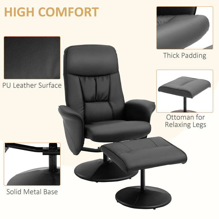 Executive Recliner Chair High Back and Footstool Armchair Lounge Seat Black