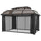 Aluminium Frame 4 x 3(m) Polycarbonate Gazebo with Curtains, Nettings, Double Roof for Lawn, Yard, Patio, Deck, Brown