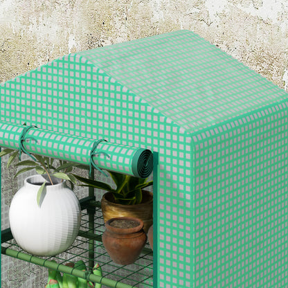 3 Tier Mini Greenhouse Grow House w/ Roll Up Door, Green