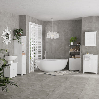 Freestanding Bathroom Tall Cabinet with Adjustable Shelf, White