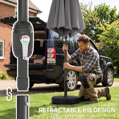 2.7 m Garden Parasol Umbrella with Cross Base, Sandbag, Light Grey