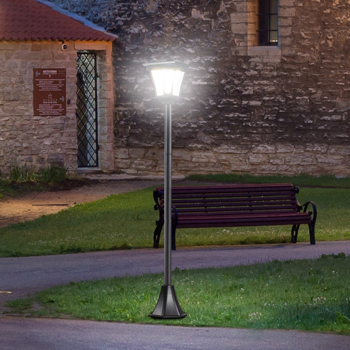 Outdoor Solar Powered Post Lamp Sensor Dimmable LED Lantern Bollard Pathway 1.6M Tall √¢¬Ä¬ì Black