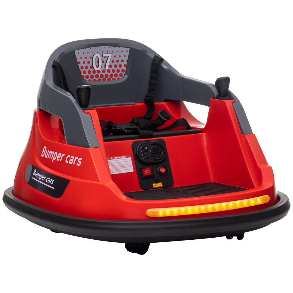 Kids Bumper Car w/ 360-Degree Rotation Spin, Lights, Music - Red