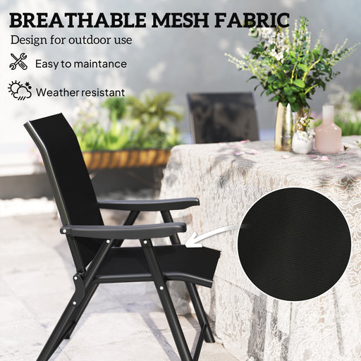 4PCS Folding Chair w/ Breathable Mesh Fabric Seat, Black