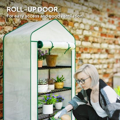 90 x 49 x 160cm Portable Mini Greenhouse with Shelves, White
