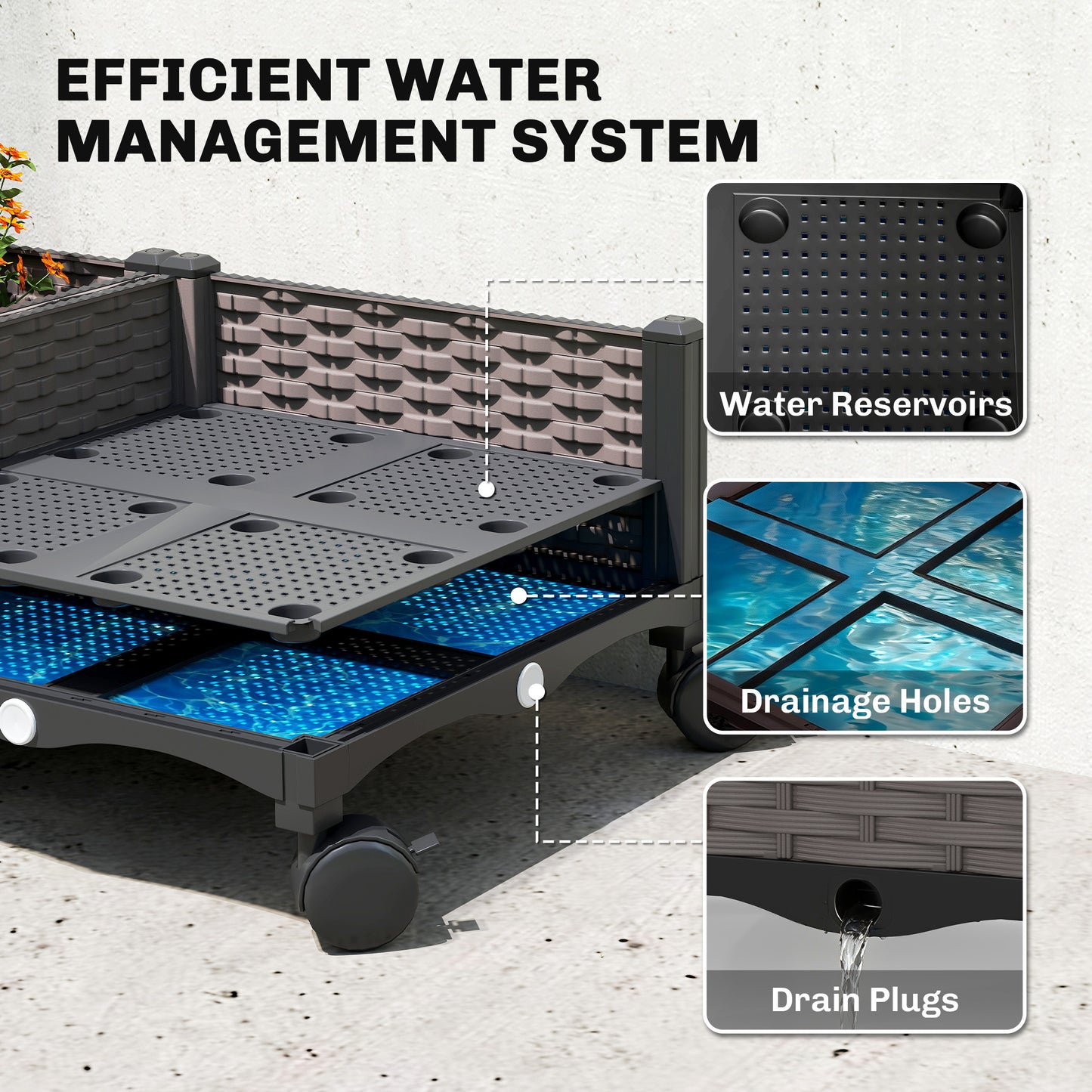 Raised Garden Bed with Arch Trellis, Plastic Raised Bed for Garden