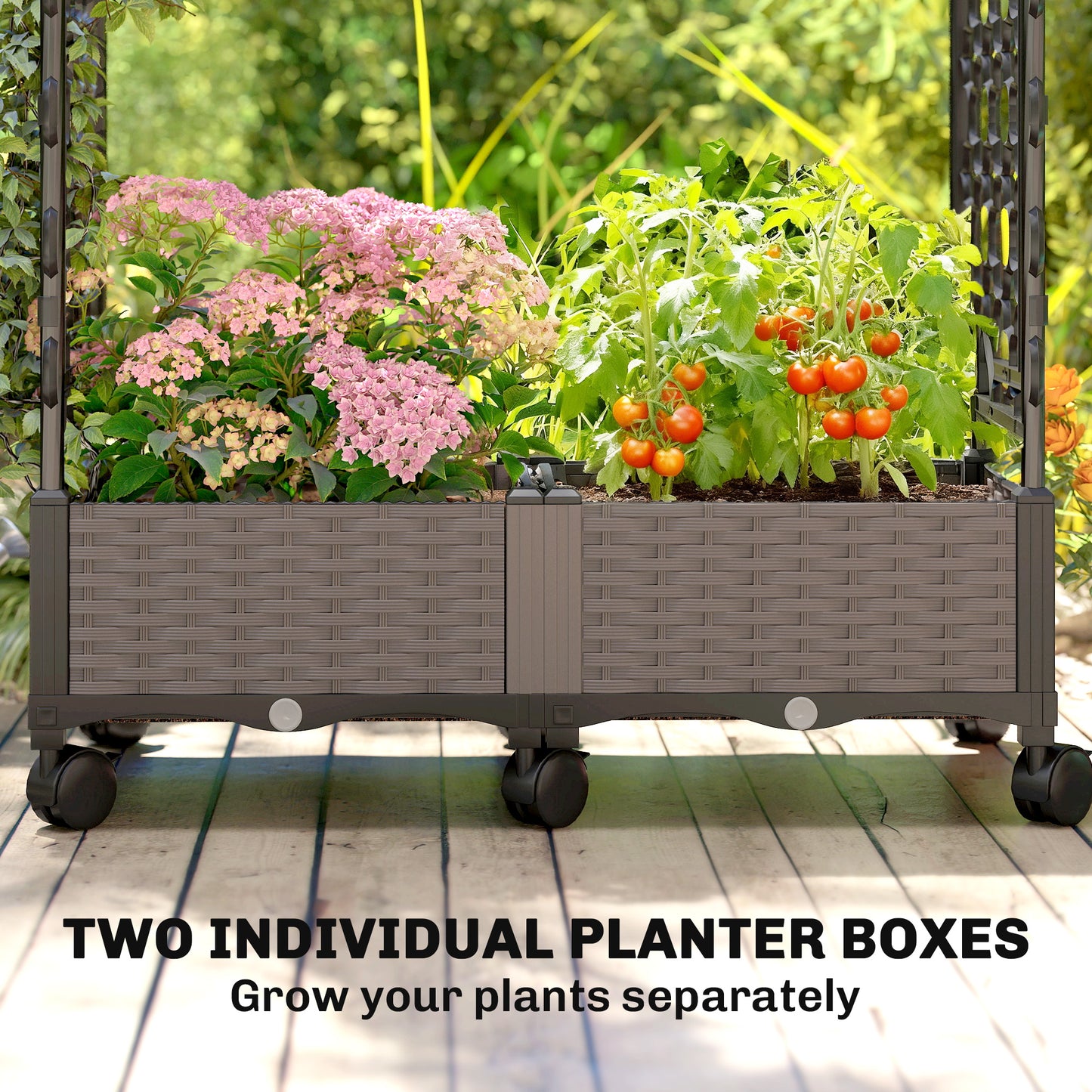 Raised Garden Bed with Arch Trellis, Plastic Raised Bed for Garden