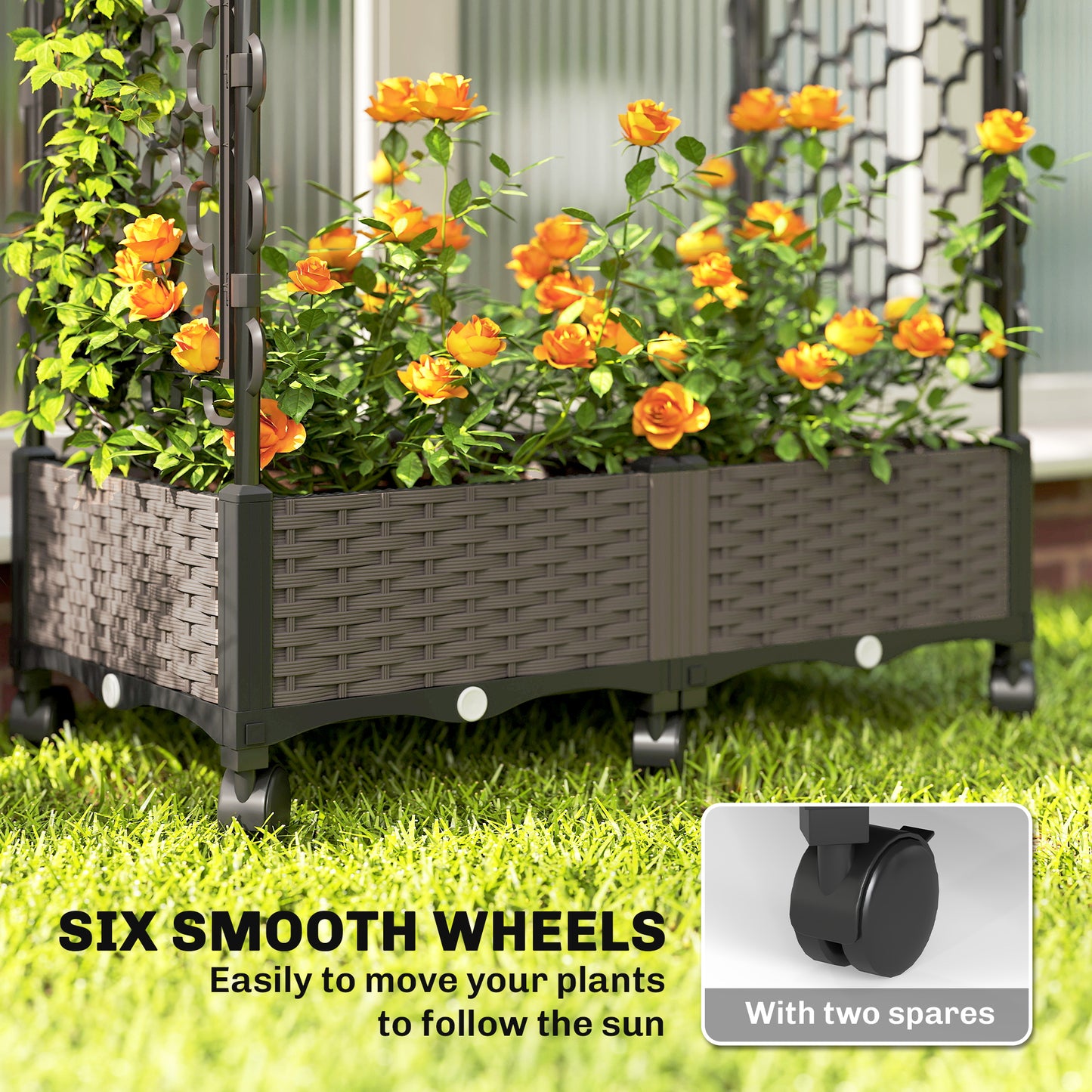 Raised Garden Bed with Arch Trellis, Plastic Raised Bed for Garden