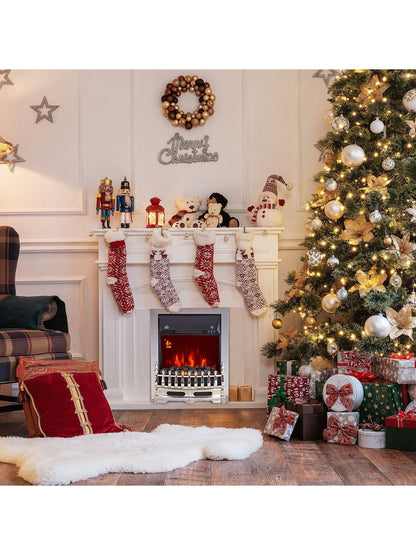 Electric Fireplace 1 & 2KW LED Fire Remote Control Heater Silver